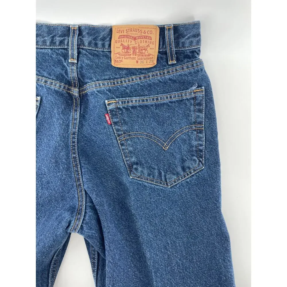 VNTG (10/00) Levi’s 517 Jeans Men’s 36x29 Boot Cut Dark Wash Made In USA Y2K